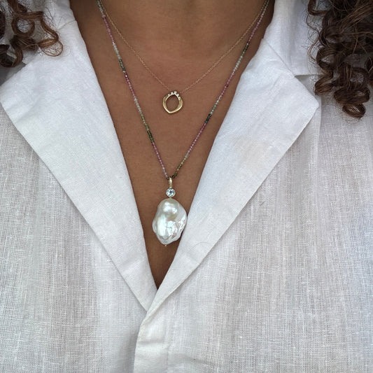 Alnilam Baroque Pendant, Aquamarine Gold