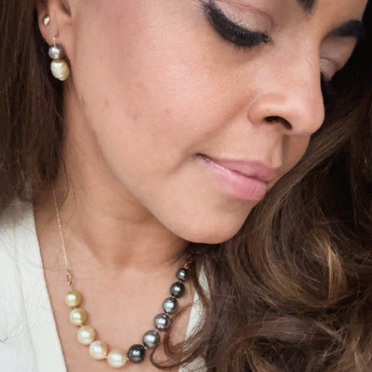 Ova Stroma Baroque Necklace, Black and Gold