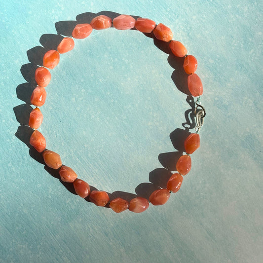 Apricot Agate Bead Necklace with Drift Clasp in Sterling Silver from www.Anavirstudio.com