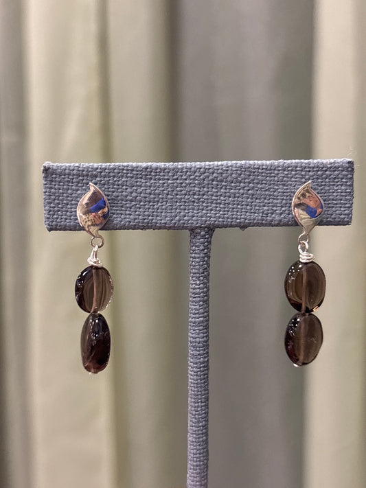 Intus Smoky Quartz Dangles in Sterling Silver