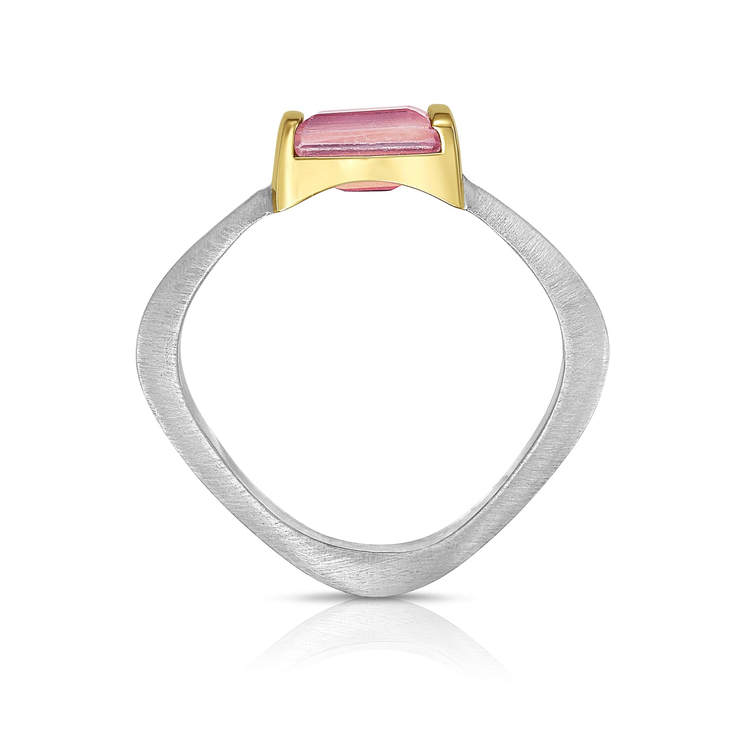 Convexo Linear Pink Tourmaline Ring in Gold and Silver
