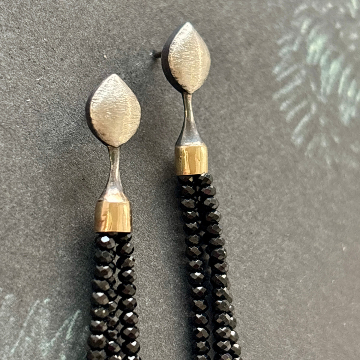 Dancing Sovereign Earrings, Mixed Metal and Black Spinel