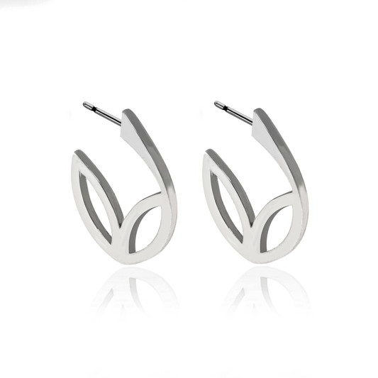 Frame Hoop Earrings in Sterling Silver