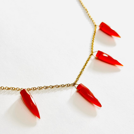 Faceted Carnelian Bullet Drop Necklace