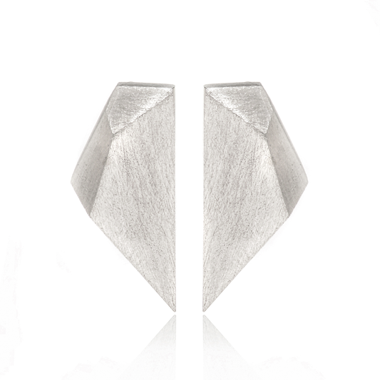 Fyllo Stud Earrings with Oval Branch Drops in Sterling Silver - Statement Earrings