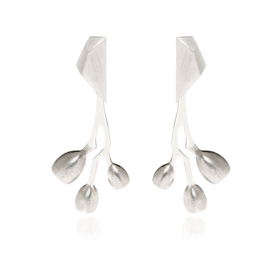 Fyllo Stud with Lyptus Drops in Sterling Silver - Statement Earrings