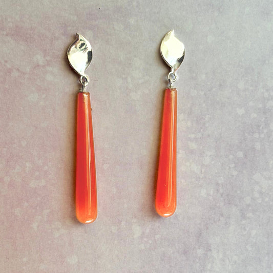 Intus Flame Aventurine Dangles in Sterling Silver