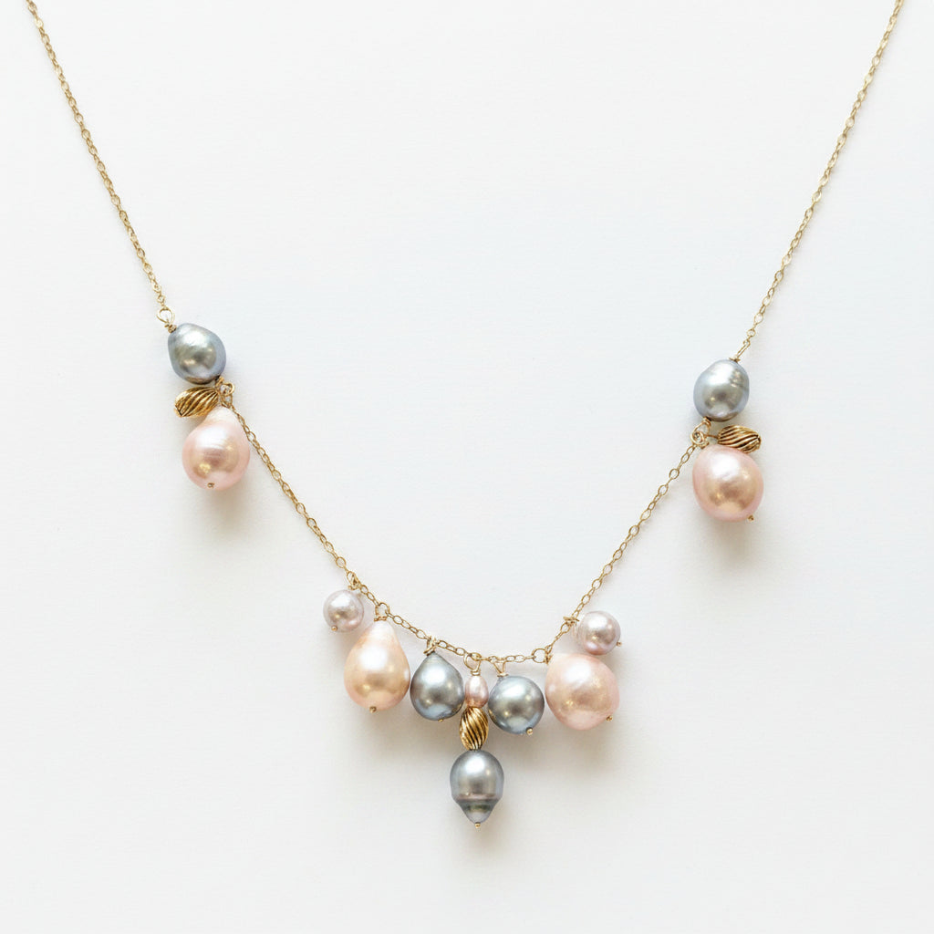 Tahitian, Akoya & Freshwater Pearl Necklace in Gold
