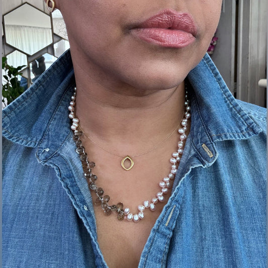 Rosy Veil Necklace with Drift Clasp in Sterling Silver