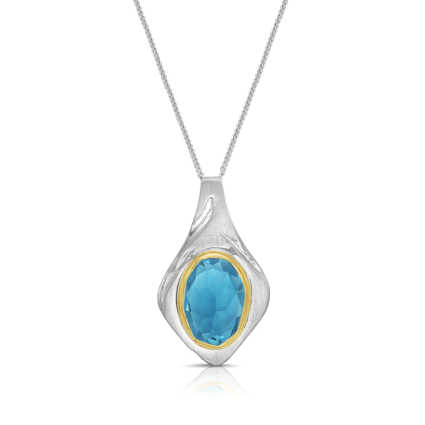 Undercurrent Pendant with Apatite in Sterling Silver and 14K Yellow Gold