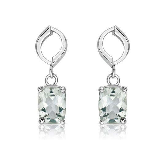 Midi Aksi Prasiolite Drop Earrings in Sterling Silver