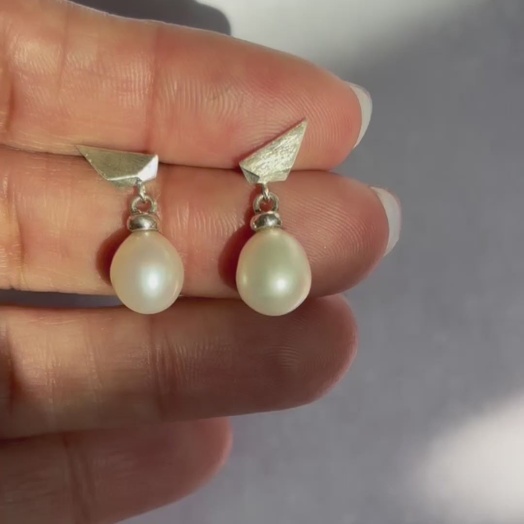 Petite Fyllo Pearl Earrings in Sterling Silver video by anavir studio