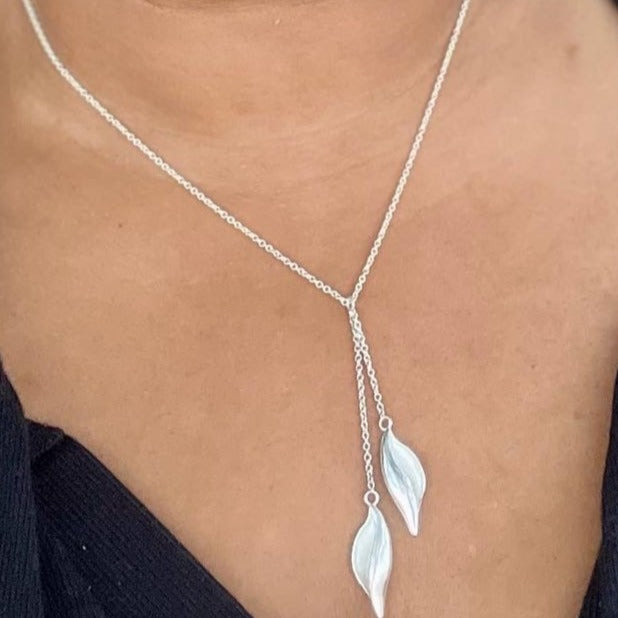 Gota Double Lariat Necklace in Sterling Silver