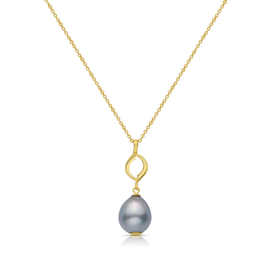 Midi Aksi Silver South Sea Tahitian Baroque Pearl Drop Pendant in Gold