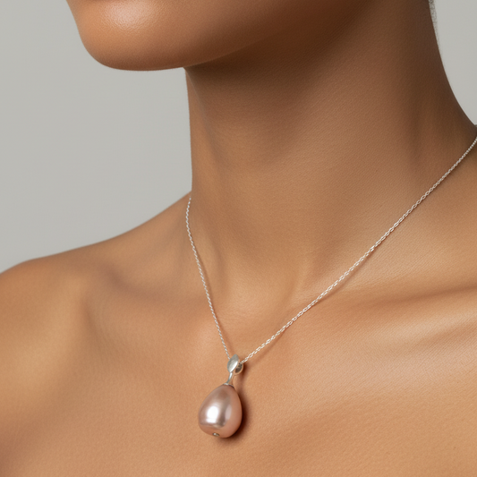 Petite Empress Pendant with Baroque Pearl in Sterling Silver