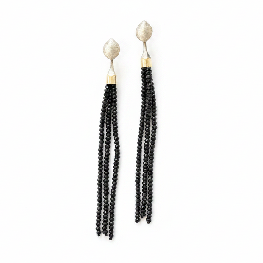 Dancing Sovereign Earrings, Mixed Metal and Black Spinel