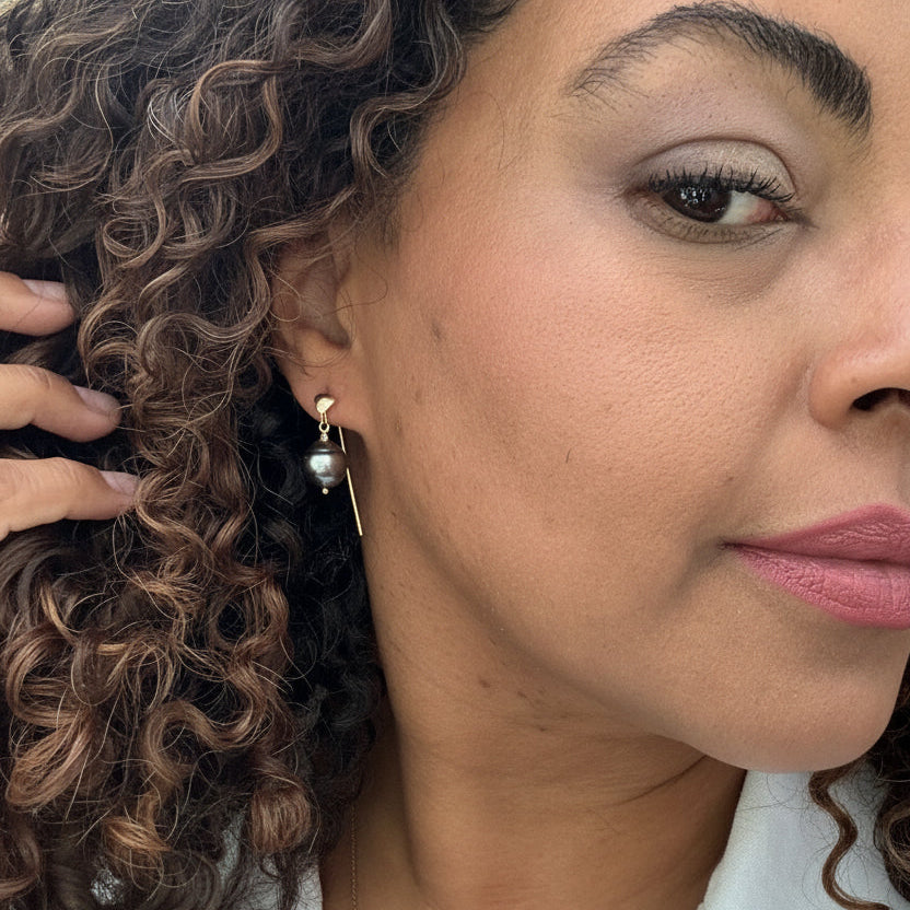 Ama Baroque Earrings, Tahitian