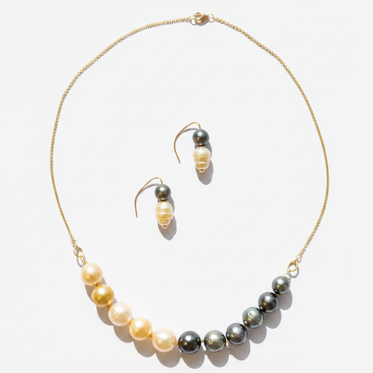Ova Stroma Baroque Necklace, Black and Gold