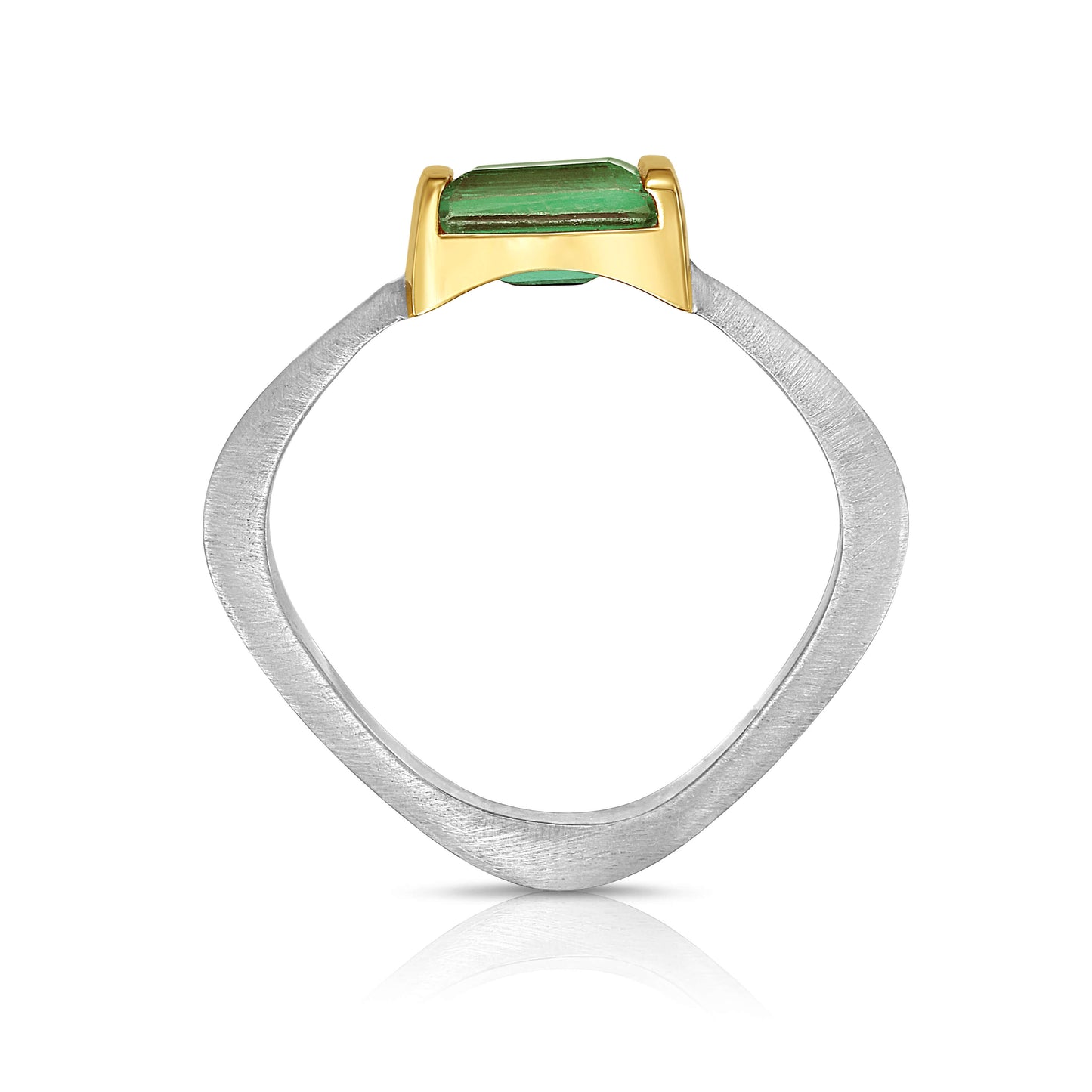 Convexo Linear Green Tourmaline Ring in Gold and Silver