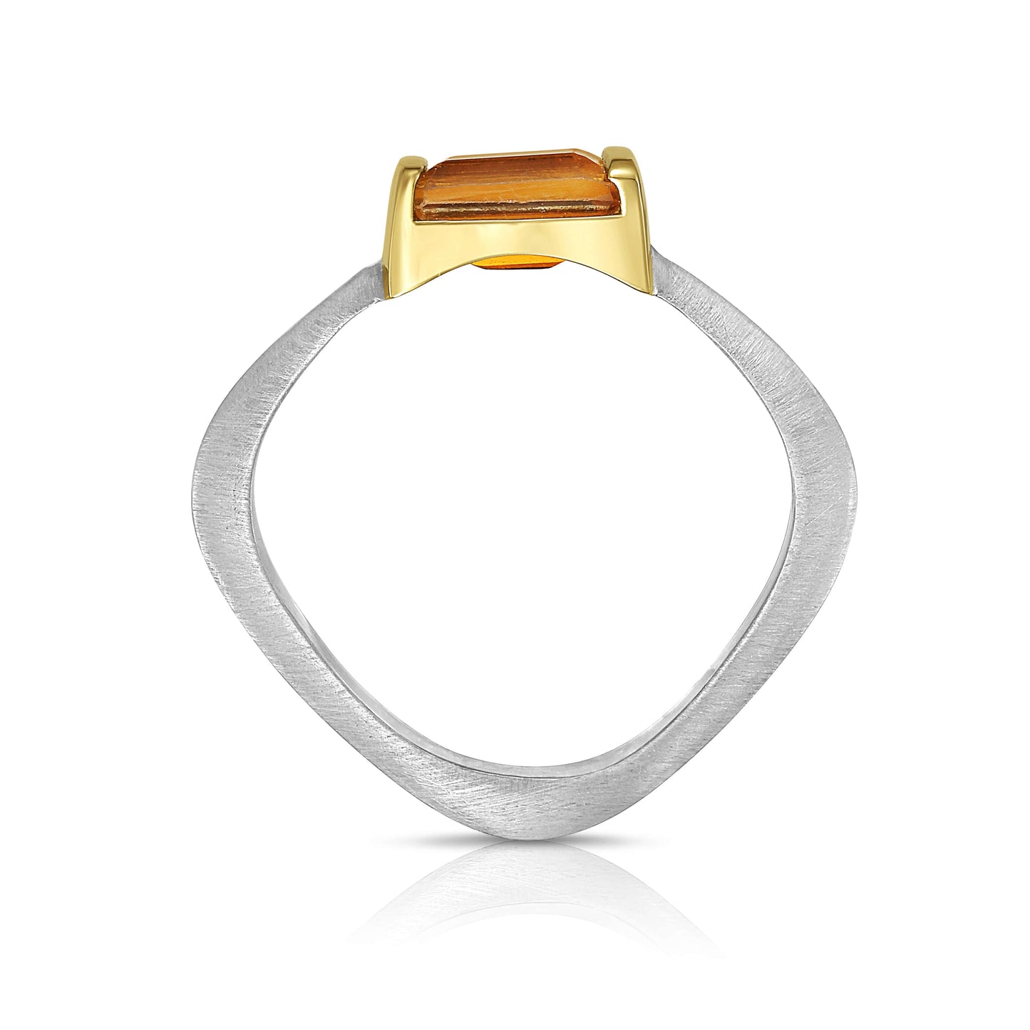 Convexo Linear Orange Tourmaline Ring in Gold and Silver