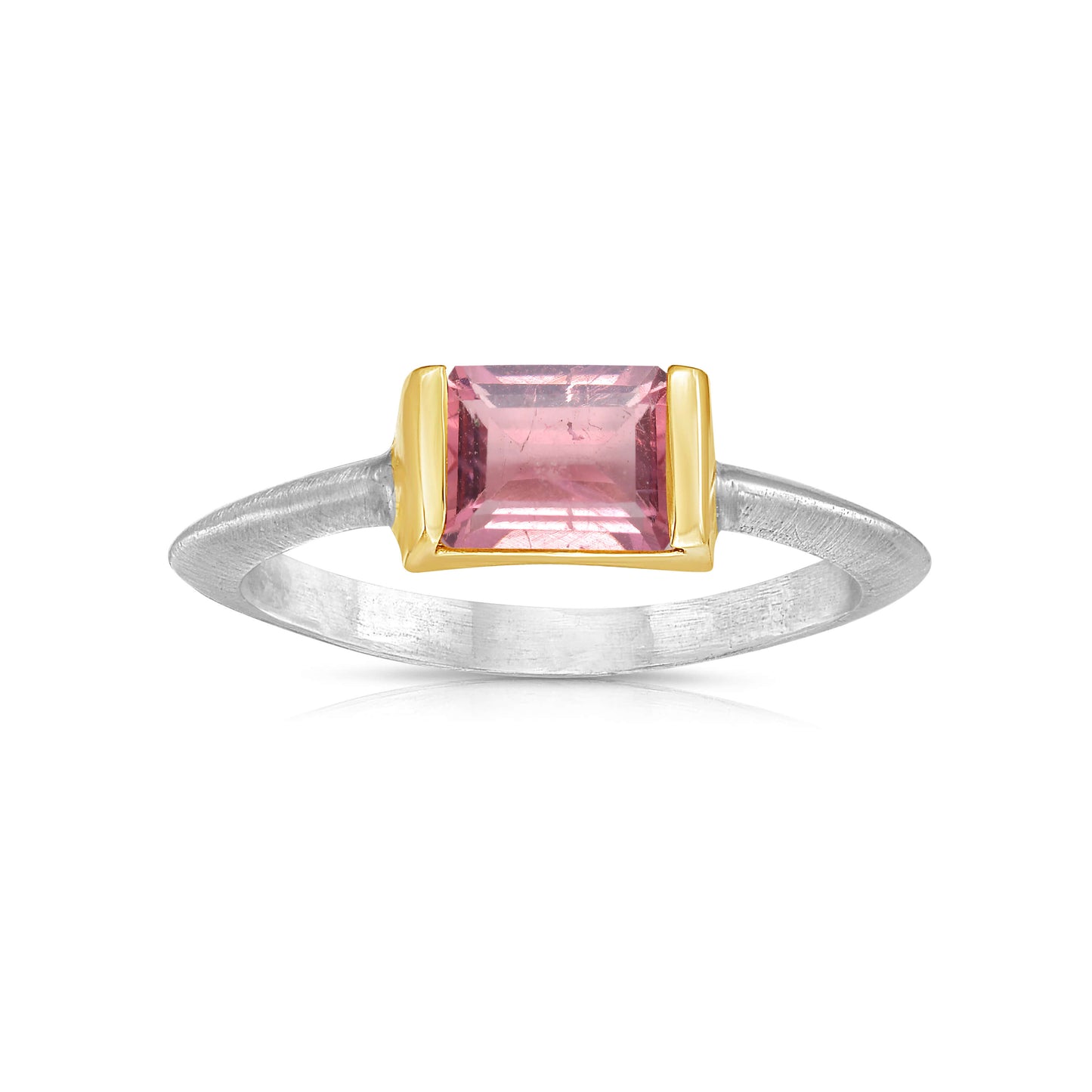 Convexo Linear Pink Tourmaline Ring in Gold and Silver