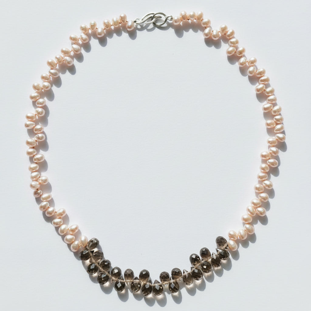 Rosy Veil Necklace with Drift Clasp in Sterling Silver