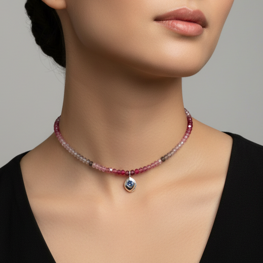 Illuminated Visionary Chocker, Blue Spinel