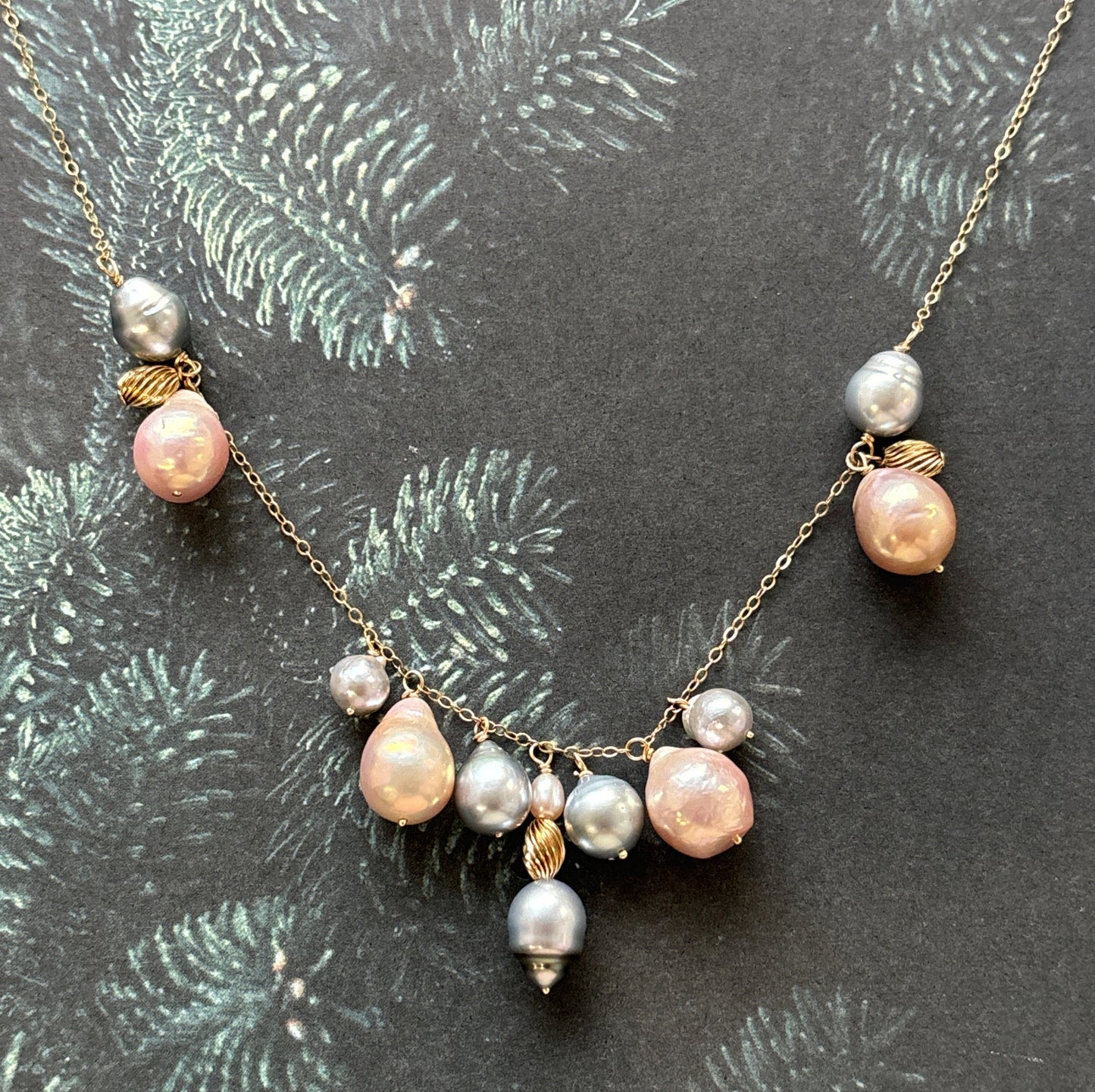 Tahitian, Akoya & Freshwater Pearl Necklace in Gold