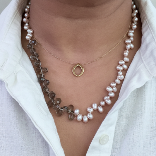 Rosy Veil Necklace with Drift Clasp in Sterling Silver