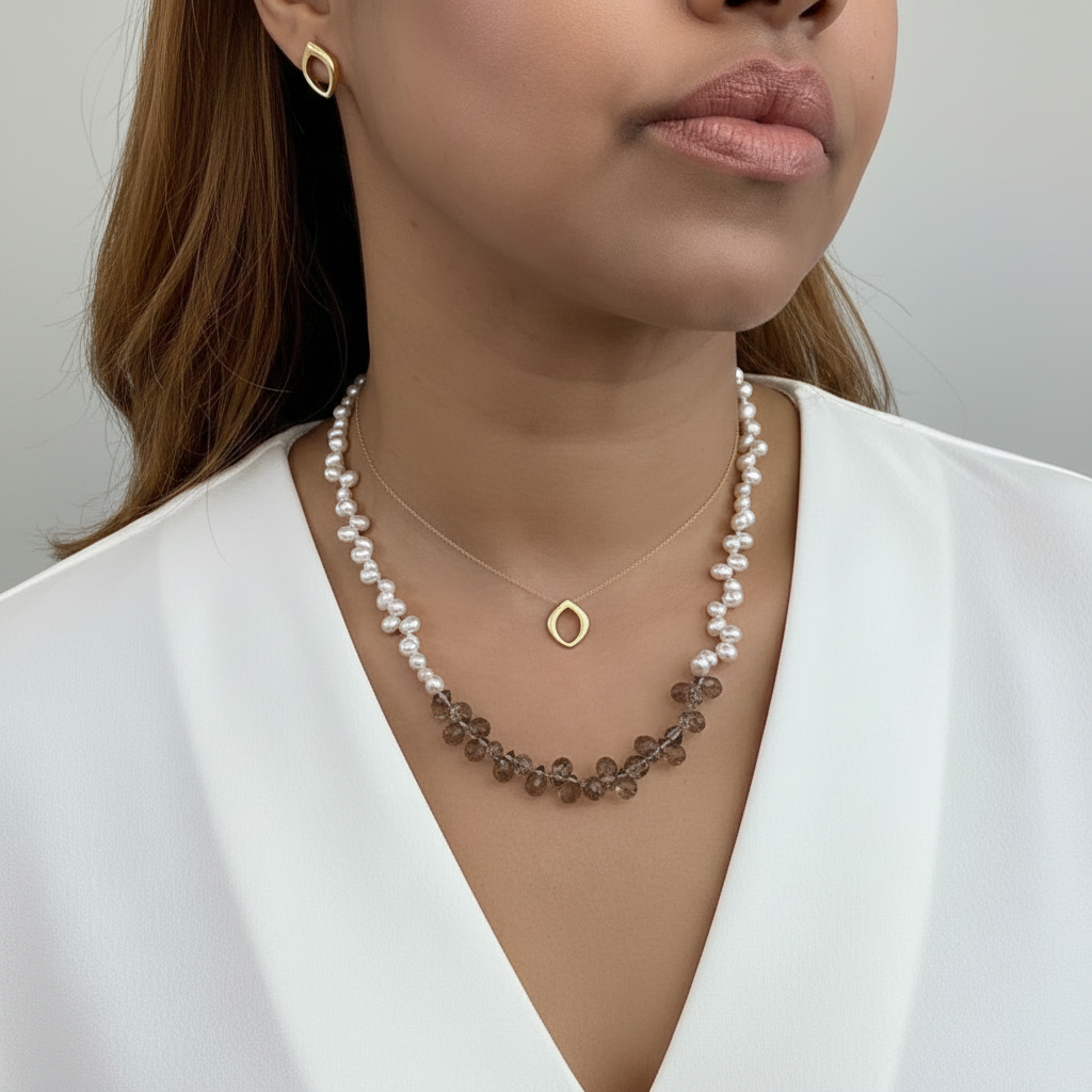 Rosy Veil Necklace with Drift Clasp in Sterling Silver