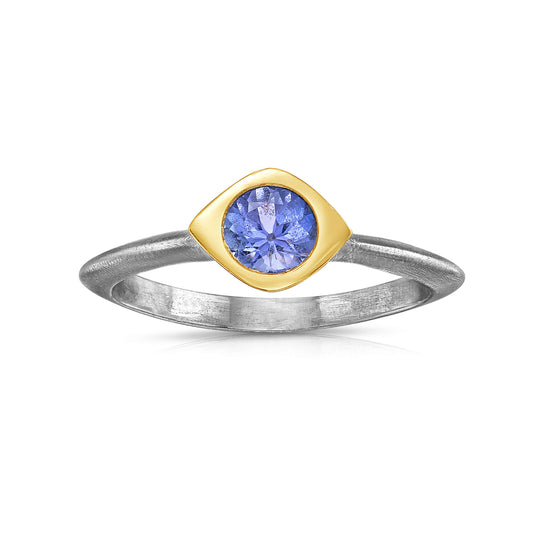 Convexo Vesi Tanzanite Ring in Gold and Silver