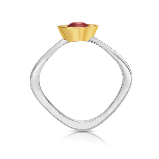 Convexo Vesi Tourmaline Ring in Gold and Silver
