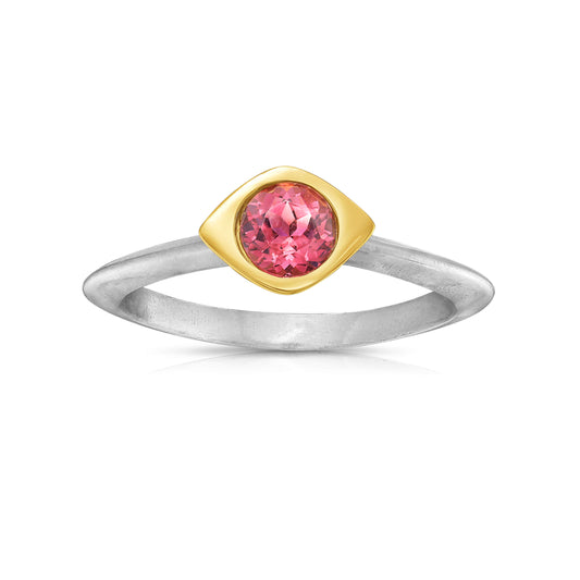 Convexo Vesi Tourmaline Ring in Gold and Silver