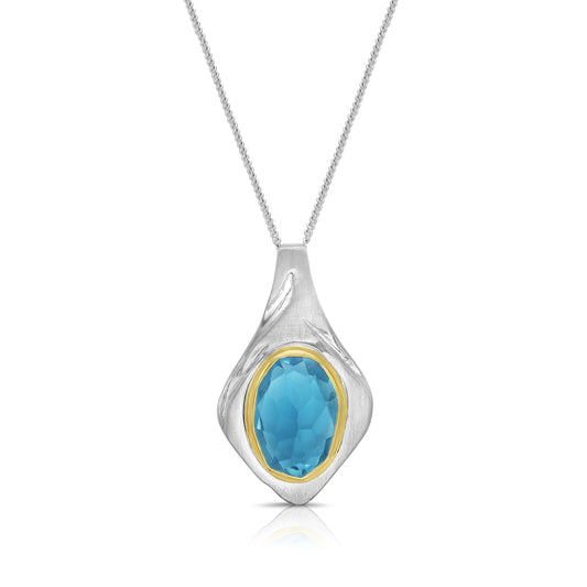 Undercurrent Pendant with Apatite in Sterling Silver and 14K Yellow Gold