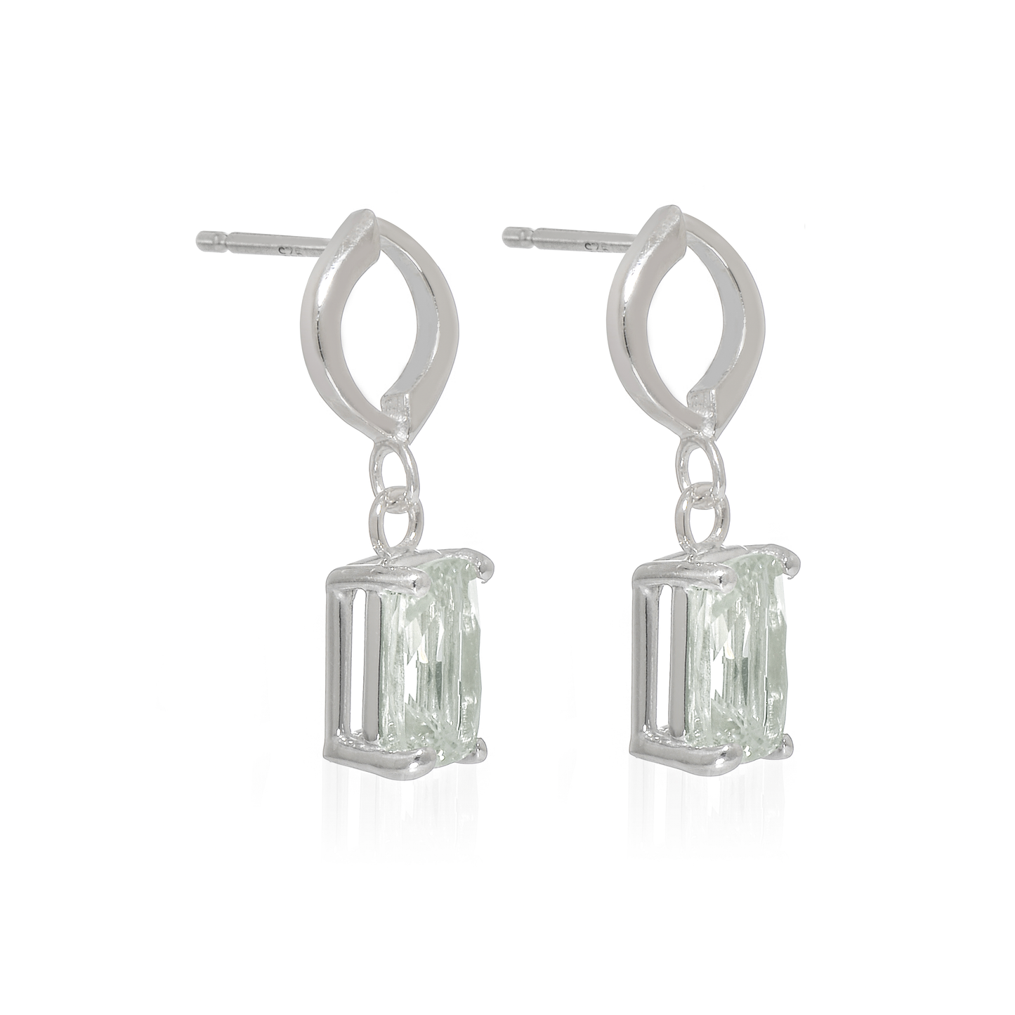 Aksi Prasiolite Drop Earrings in Sterling Silver