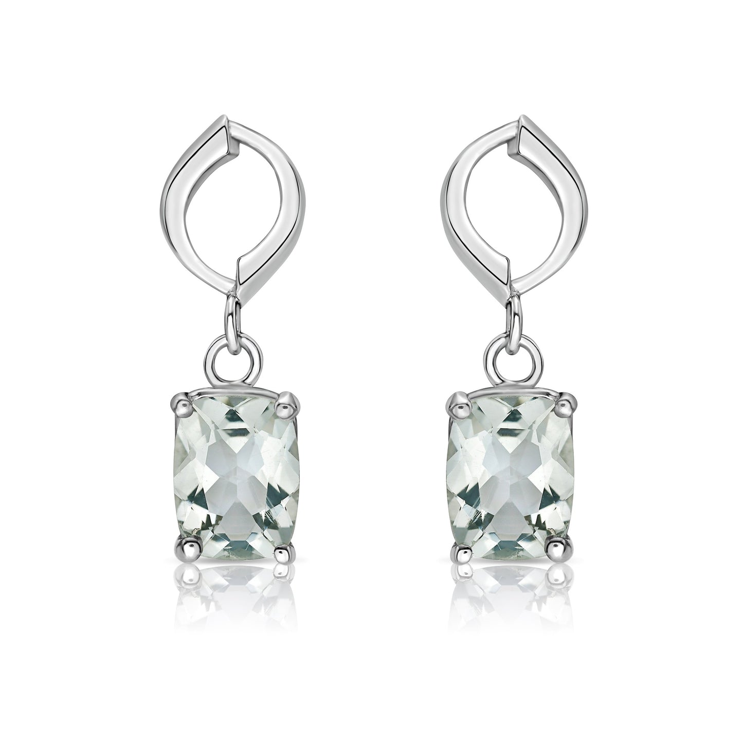 Aksi Prasiolite Drop Earrings in Sterling Silver