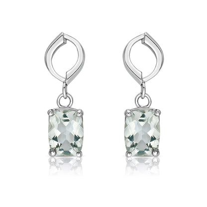 Aksi Prasiolite Drop Earrings in Sterling Silver