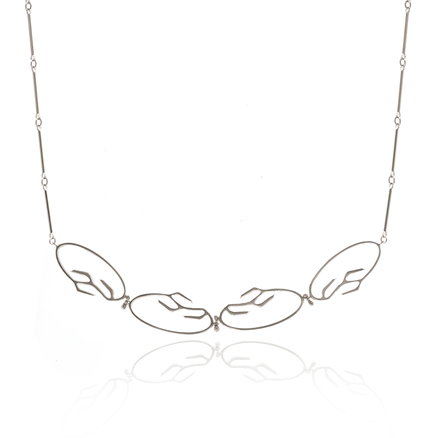 Lyptus Oval Branch Necklace in Sterling Silver