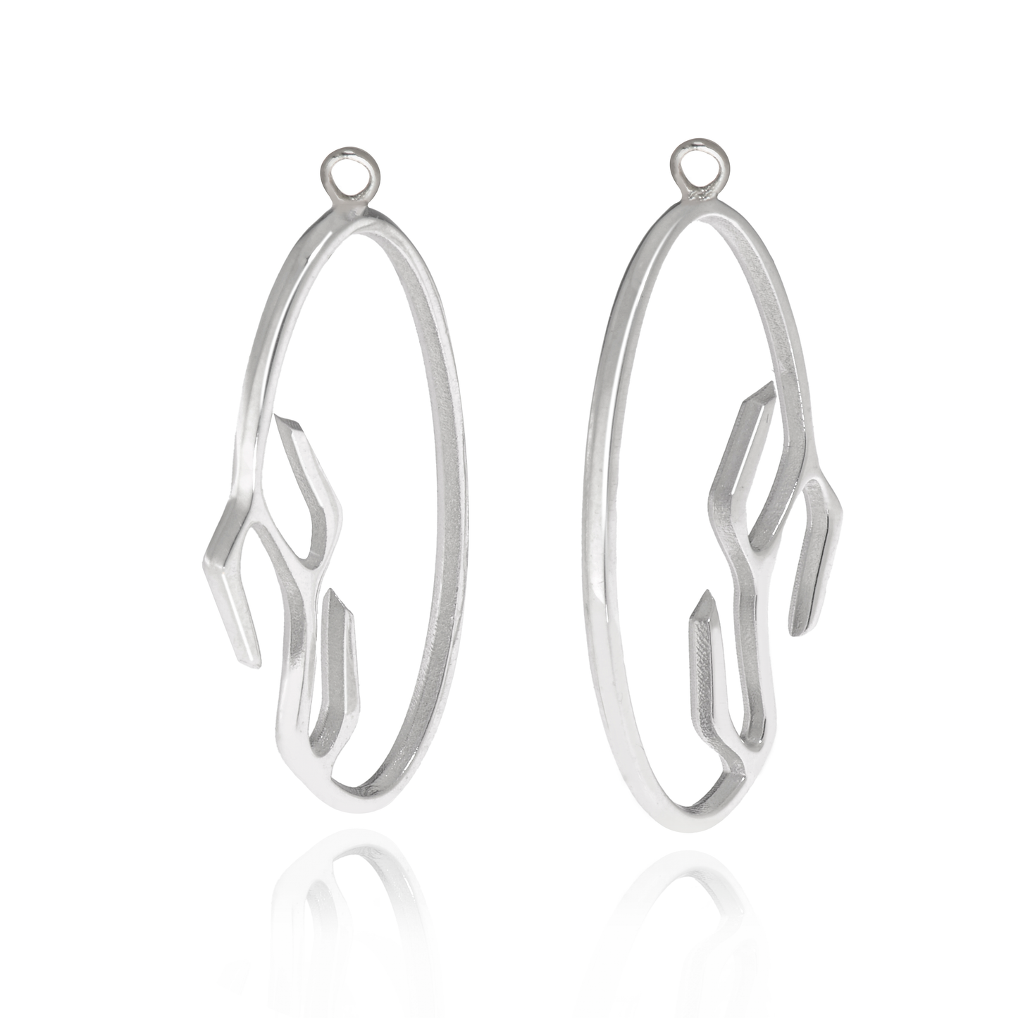 Oval Branch Drops in Sterling Silver