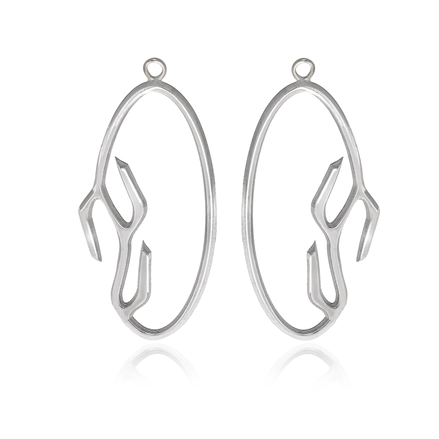 Fyllo Stud Earrings with Oval Branch Drops in Sterling Silver