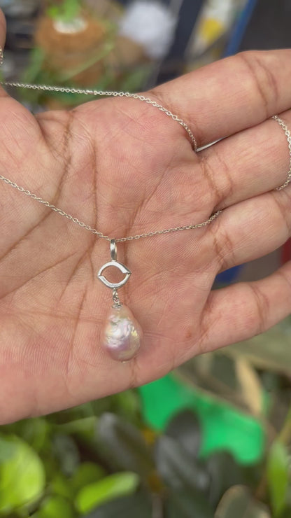 Axis Pearl Drop Pendant in Sterling Silver