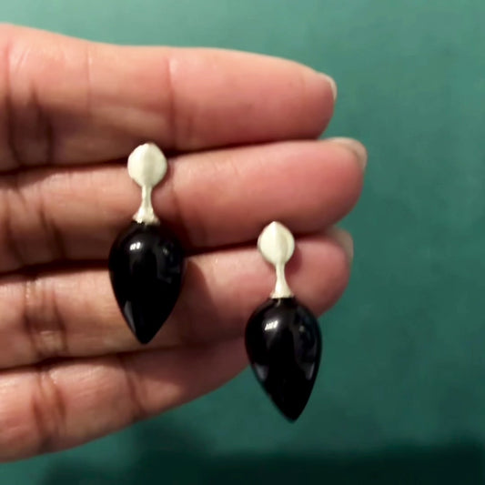 Anchored Crown Earrings, Black Onyx