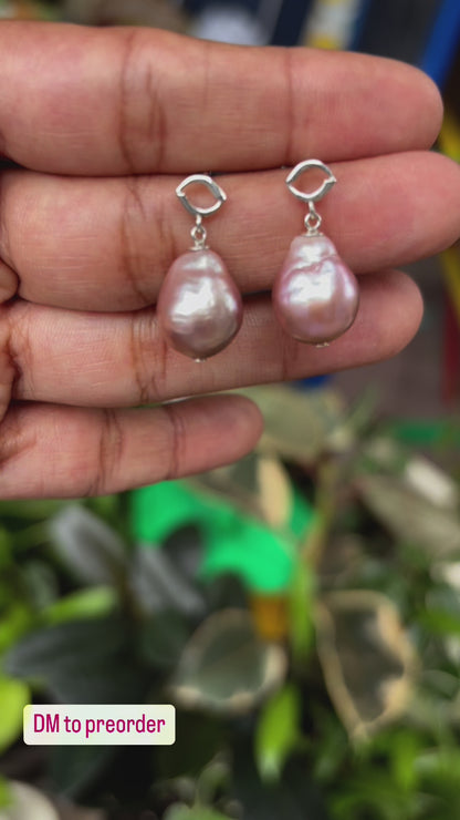 Petite Axis Pearl Drop Earrings in Sterling Silver